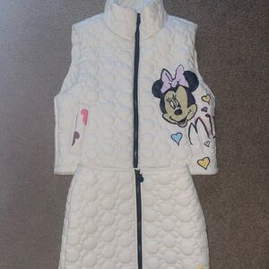 Customized Micky Mouse Faux Leather puff Vest and Skirt